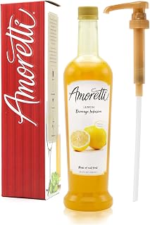 Amoretti - Lemon Beverage Infusion, 94 Servings Per Bottle (750 ml) - Drink Mix & Water Enhancer with Pump for Flavoring Cocktails, Waters, Teas, and other Beverages, Preservative Free
