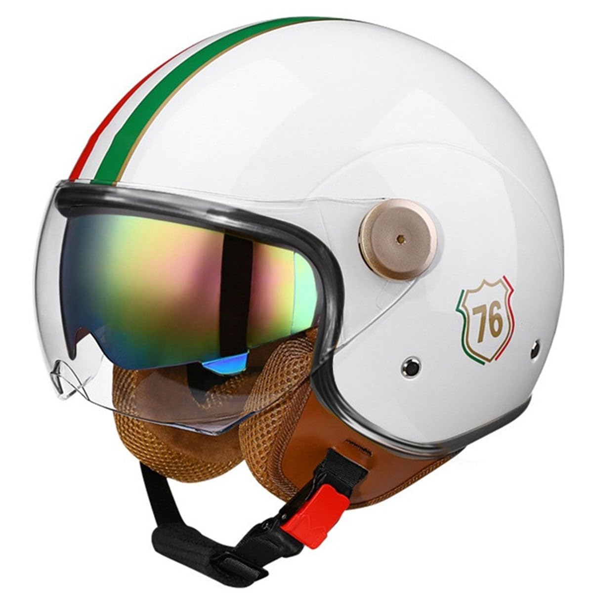 Casque Ouvert Moto 3/4, Casque Unisexe-Adulte Ouvert avec Double Visière Solaire, Demi-Casque Moto Modulable Style Rétro Vintage Approuvé Dot/ECE