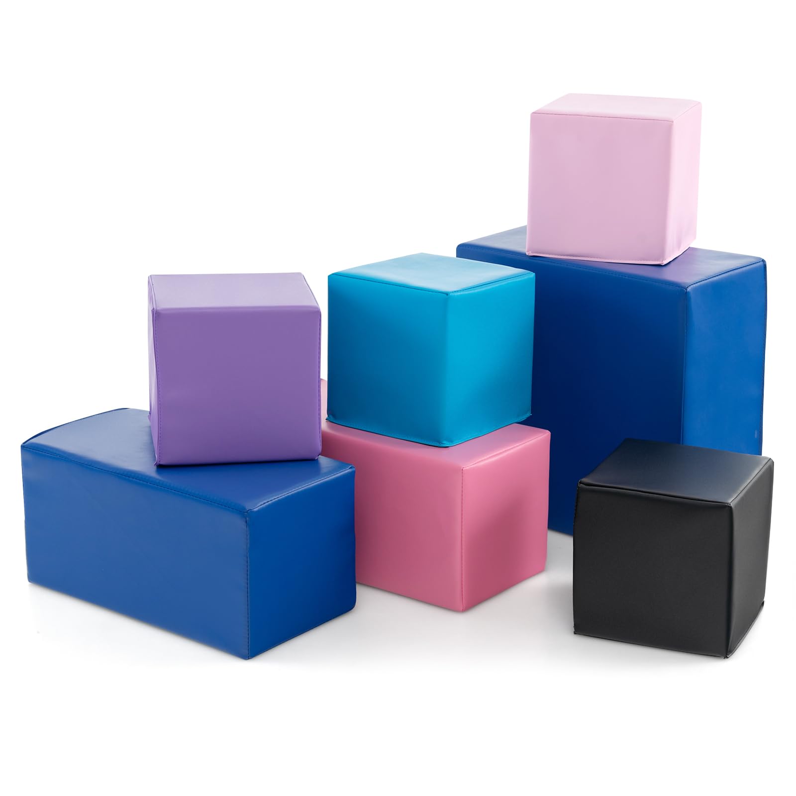 FANTASK 7 TLG. Schaumstoff Bausteine, Kinder Softbausteine, Bunte Riesenbausteine, Building Blocks weich zum Klettern, Bausteinset für Baby & Kinder ab 1 Jahr
