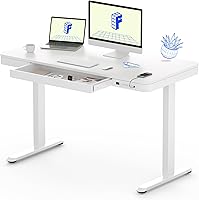 FlexiSpot Comhar Electric Standing Desk 48" with Drawer, USB Charging Ports, Height Adjustable Home Office Workstation White