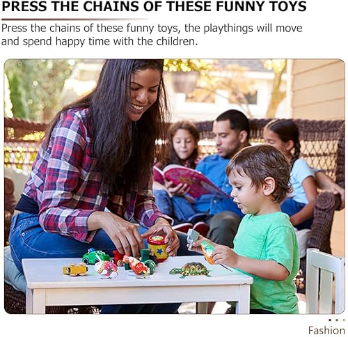 Miniatura 3 de Toyvian 4 piezas Vintage Tin Toys Clockwork Juguetes Metal Mecanismo Primavera Enrollar Metal Saltar Animal Gallo Tortuga Interesante (Estilo y