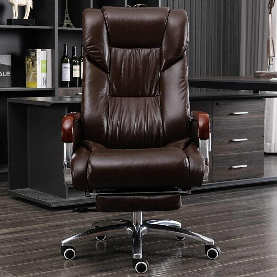 Poltrona Direzionale Ergonomica Commerciale In Pelle Rigenerata Con Schienale Alto,Sedia Ergonomica Per Computer Con Schienale Alto Comfort Per Tutto Il Giorno Supporto Lombare Ergonomico,Sedia Da