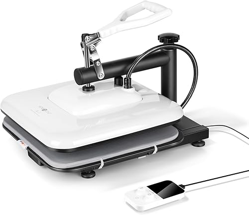 HTVRONT Máquina de prensa de calor para camisetas  Máquina de prensa de camisas oscilante de 15 x 15 pulgadas  Prensa de calor profesional para