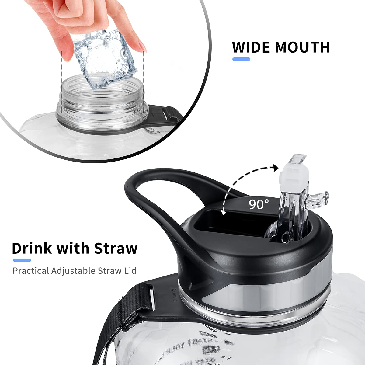 Borraccia Sportiva Grande COVACURE 2.2L Con Cannuccia E Timer – Senza BPA, A Prova Di Perdite, Con Tracolla – Ideale Per Palestra, Ufficio E Outdoor - 5