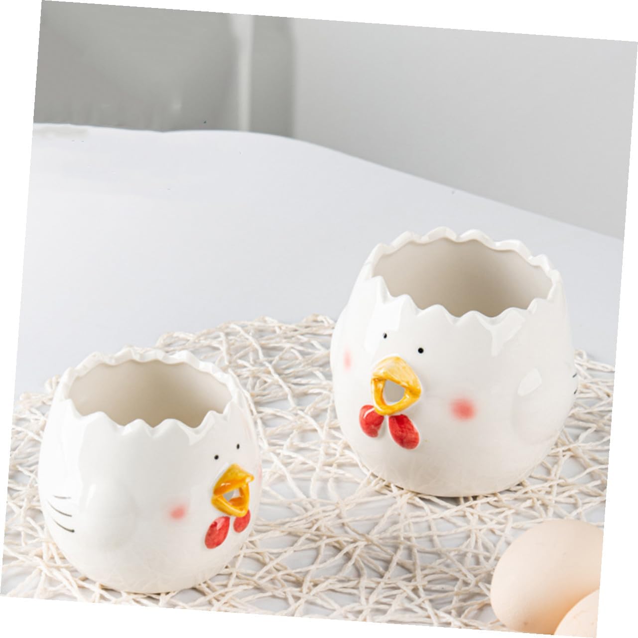 Ceramic Egg Separator Cute Chick Shape Lightweight Kitchen Utensil for Egg Yolk and White Separation Bright Baking Tool with Smooth Inner
