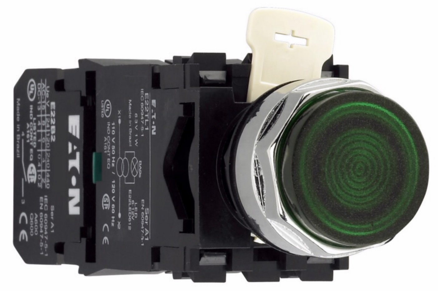 Eaton Green Ext Black Bezel C-h 22mm E22 Ind Light