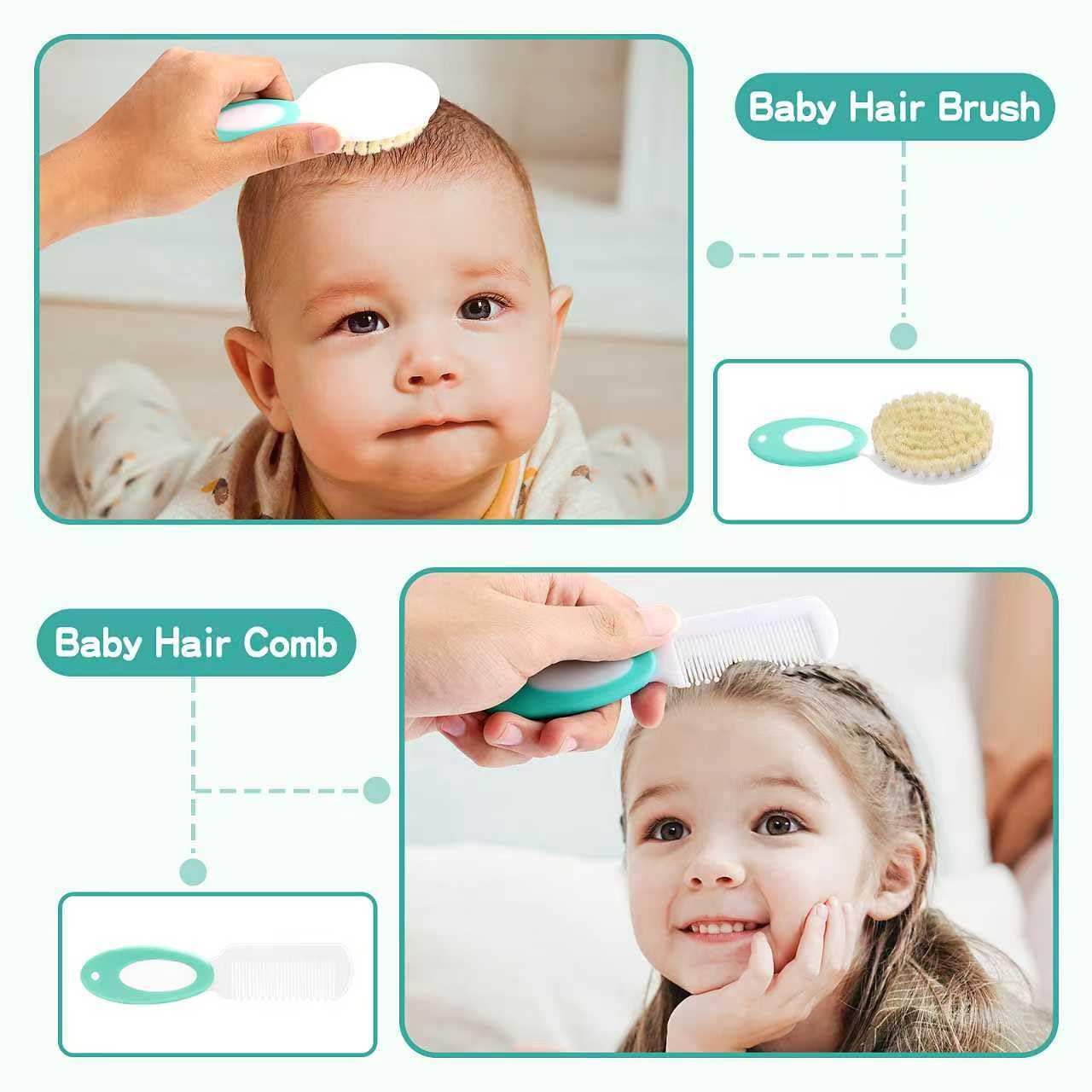 WXA Kit de soins de santé et de toilettage pour bébé avec coupe-ongles, ciseaux, kit de toilettage pour nouveau-nés (18 en 1, vert)