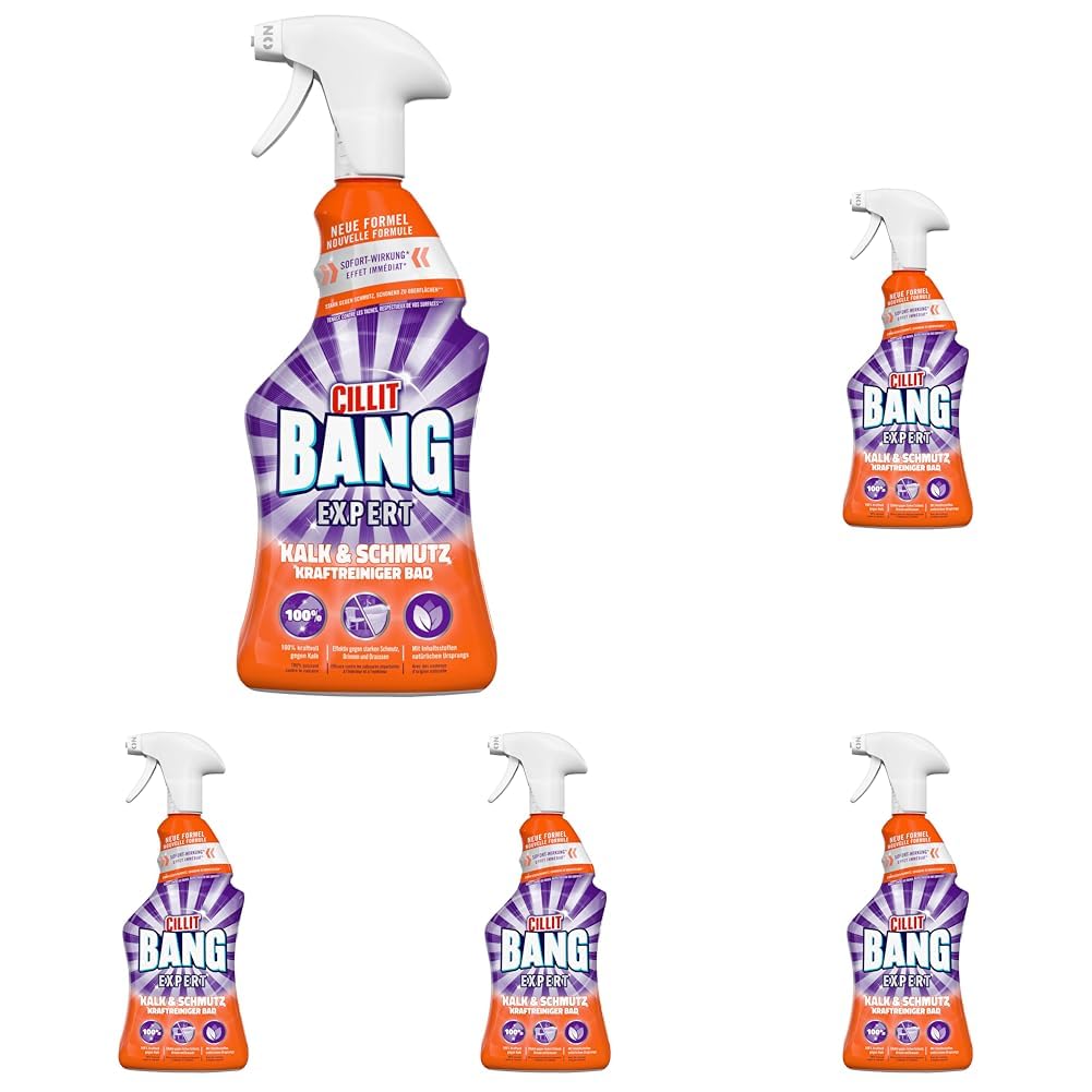 CILLIT BANG Expert Kraftreiniger Kalk und Schmutz – Wirkstoffe natürilchen Ursprungs –1 x 750 ml (Packung mit 5)