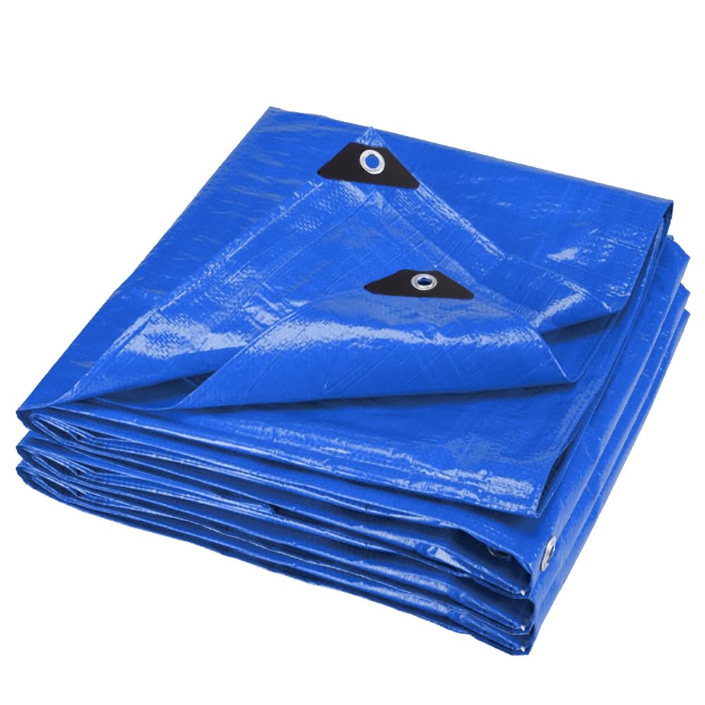 ANSIO Tarpaulin 5m x 5m Water-resistant Tarp Large Camping Cover Sheet – Multipurpose Groundsheet with UV Protection, Weatherproof & Frost-Resistant – Reinforced Eyelets - Blue
