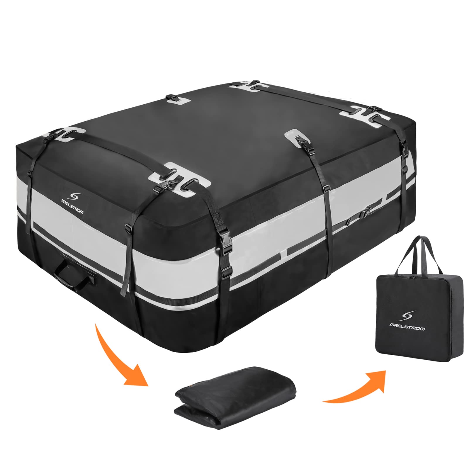 Maelstrom Rooftop Cargo Carrier,Car Roof Bag,21 Cubic Feet Waterproof Roof Rack Cargo Carrier,Tear Resistant Vehicle Cargo Carrier for Car with/Without Rack,Gray (BST01-MSRB01-21CFBK-2)