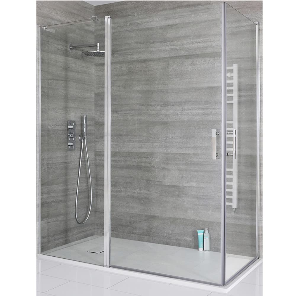 Milano Portland Chrome Corner Double Hinged Door Shower Enclosure White Tray - 1500mm x 800mm