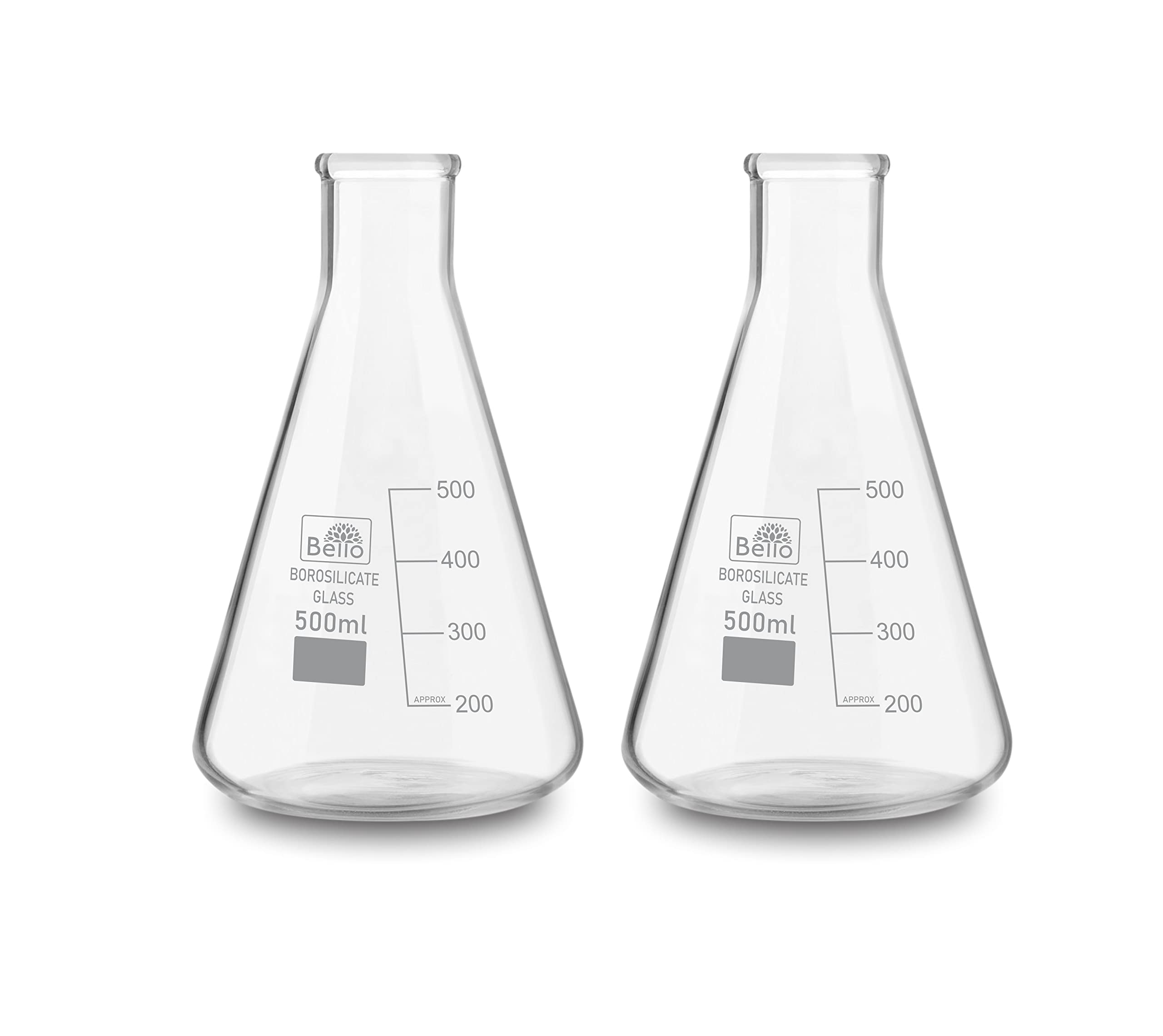 Bello Borosilicate 3.3 Glass Conical Flask 500 ml with Graduation Marks, Pack of 6 Conical Flasks for school collage chemistry lab laboratory (B0BJ6G61WW) Amazon Price History, Amazon Price Tracker