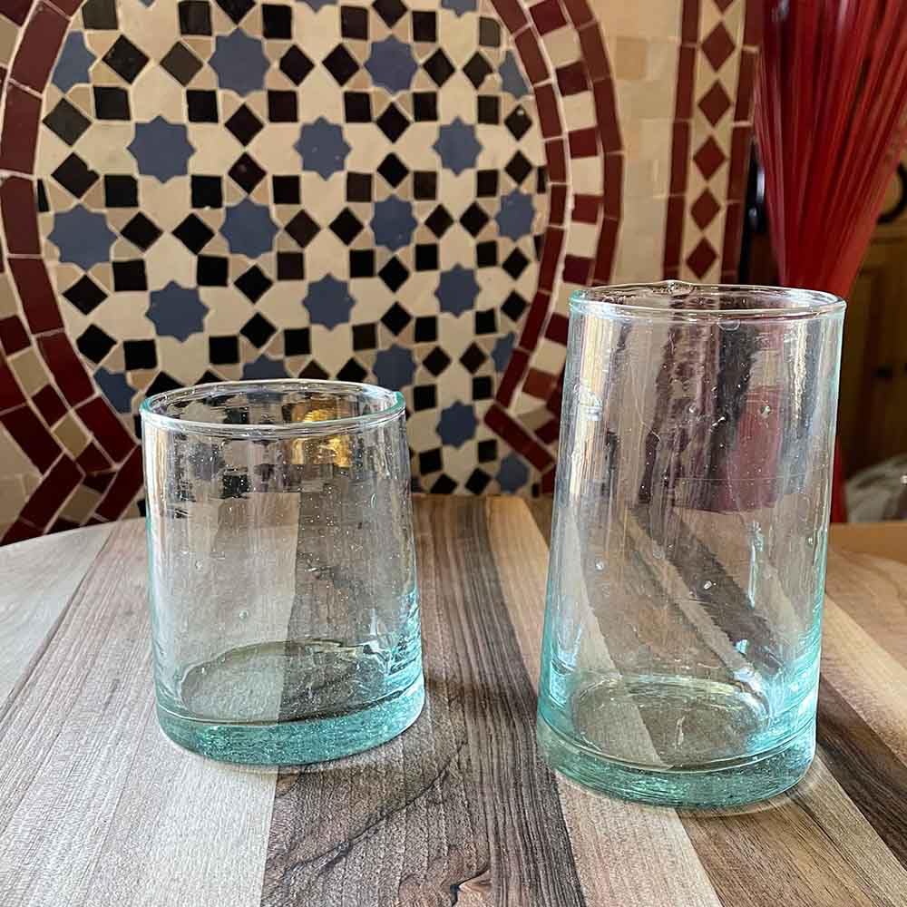Lot De 6 Verres Marocains En Verre Beldi (verre Recyclé) - 300 Ml (9,5 Oz) - Soufflés à La Main, Lavables Au Lave-vaisselle (lavage Main Recommandé) - 13