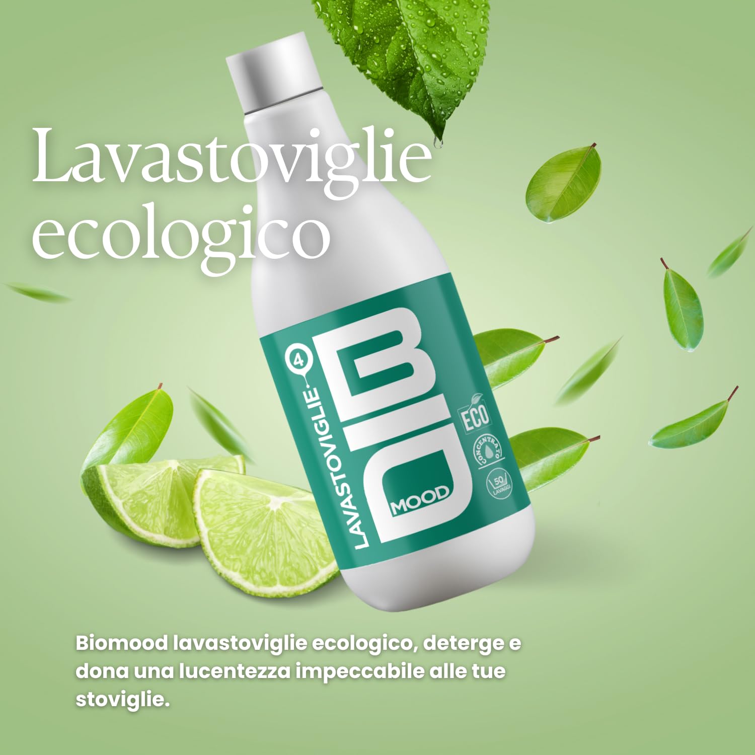 BIO MOOD - LAVASTOVIGLIE 1000 ML x 12 pezzi, fino a 600 lavaggi BIO, ULTRA concentrato per stoviglie splendenti