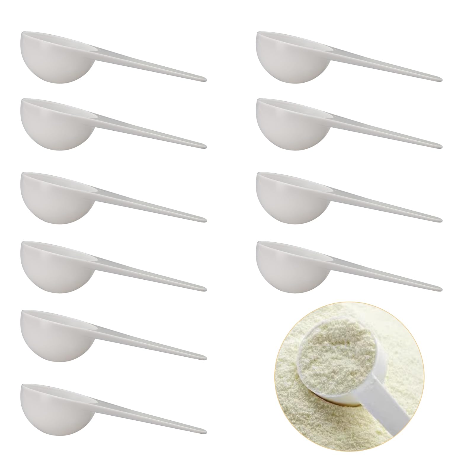 YAFIYGI 15g Tablespoon Scoop Measure Spoon Set Short Handle Plastic Scoops Ideal for Kitchen Pantry Storage Use for Canisters Multifunctional Measure Protein Powder Spices Coffee etc. (10 Count)