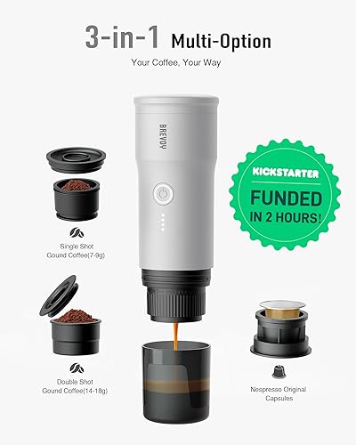 Miniatura 2 de Máquina eléctrica portátil de café expreso, café molido y cápsula, autocalentable, 20 bares, 12 V, mini cafetera de viaje para automóvil con batería