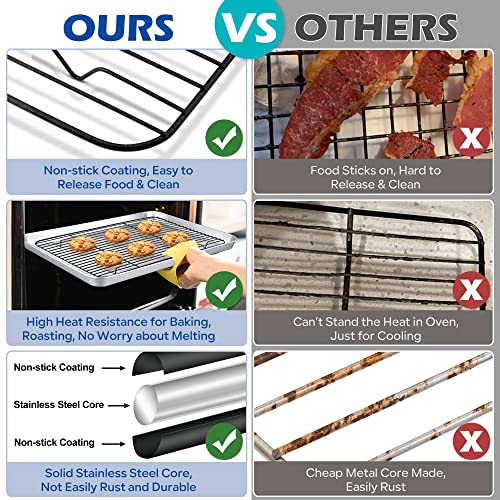 Teamfar Cooling Rack Set Of 4, Stainless Steel Black Non-Stick Coated Various Size Wire Baking Roasting Rack For Baking Sheet Toaster Oven Pan, Non-Toxic & Non-Stick, Heavy Duty & Easy Clean thumb #6