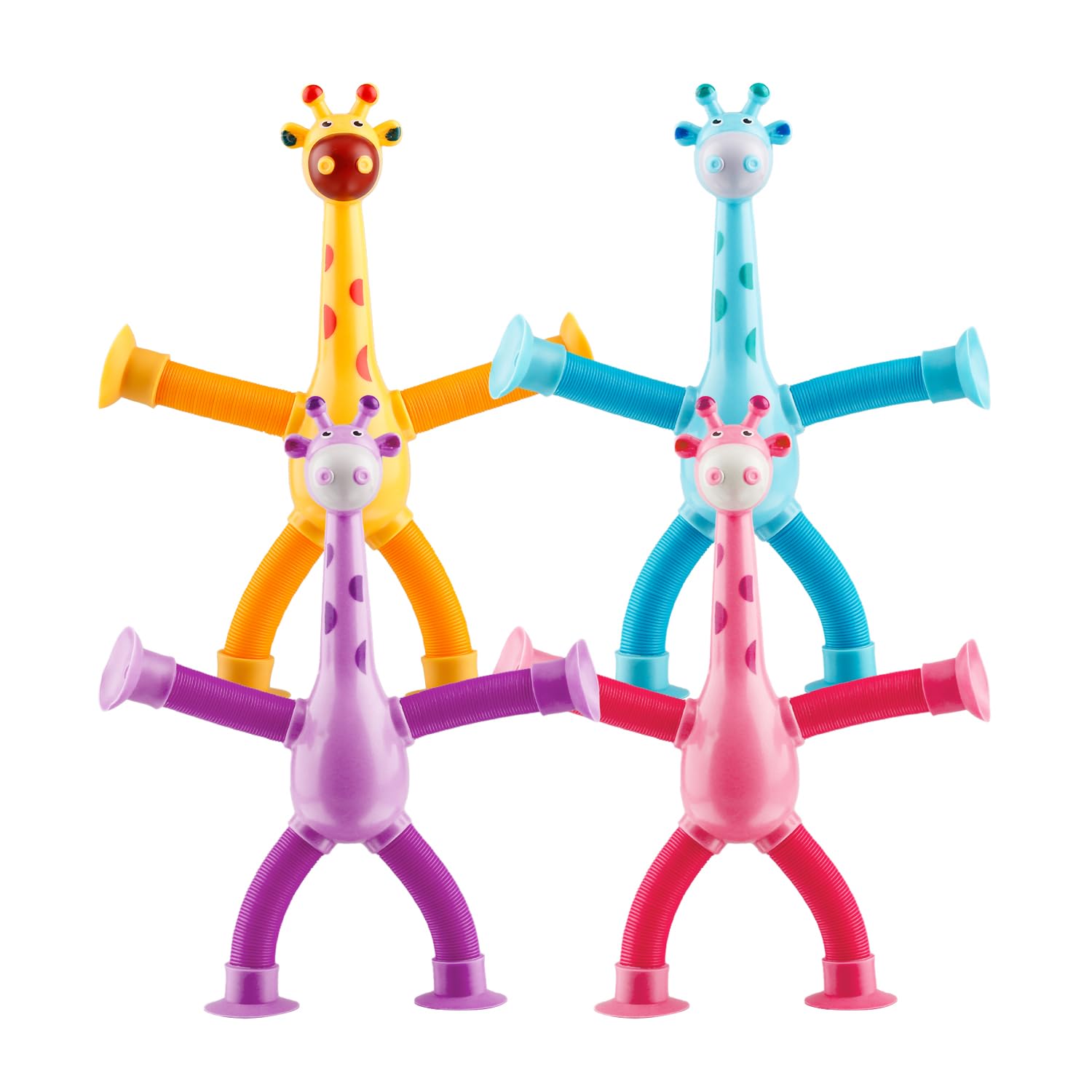 Bojueshaw 4pcs Telescopic Suction Cup Giraffe Toys,Fun Stretchy Sensory Educational Toys for Kids & Adults,Stress Relief