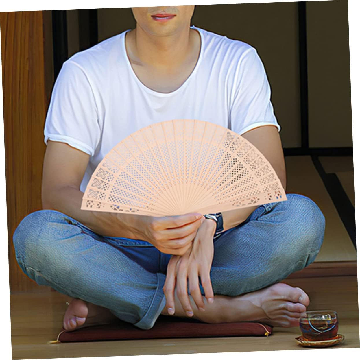 MAGICLULU 8pcs Wooden Folding Fans Handheld Decorative Fans Vintage Chinese Style Hollow Design for Stage Shows DIY Projects and Summer Cooling