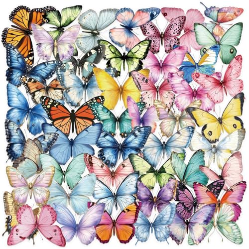 Butterfly Transparent PET Stickers Pack 50PCS Colourful-B5