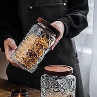 Vista 7 de ANSQU Tarro de Almacenamiento de Vidrio Vintage, Recipiente de Tarro de Almacenamiento de Vidrio con Tapa de Madera Hermética para Encimera