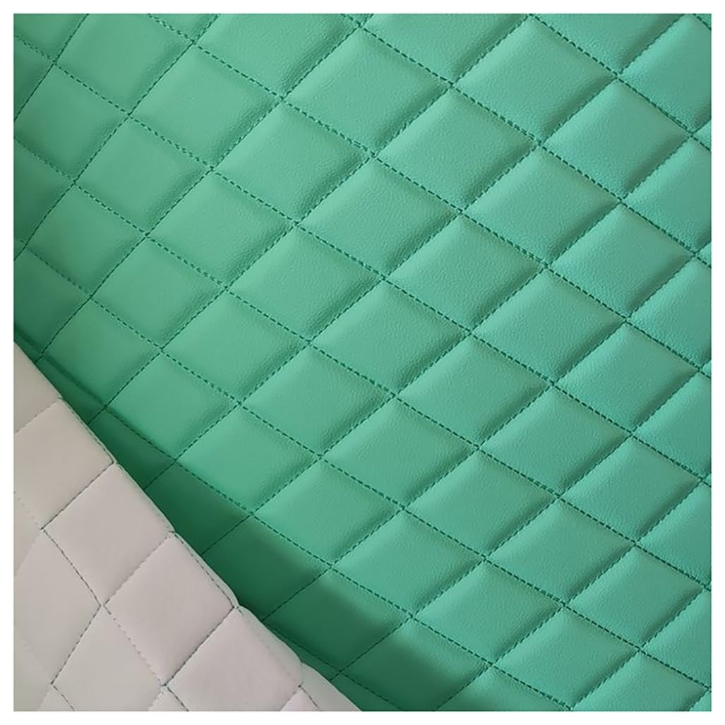 JNTFNE Quilted Faux Leather Vinyl PVC Fabric Waterproof Diamond Stitch Padded Cushion Linen Wadding Backing Upholstery 1.6x1m(Green,1.6X5m)