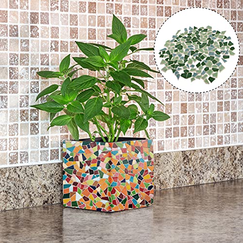 Artibetter Mosaikfliesen Keramik Unregelmäßig Mosaikstein Bunt Mosaikstücke für DIY Basteln Wand Blumentopf Vasen Bilderrahmen Spiegel Deko 200g Grün