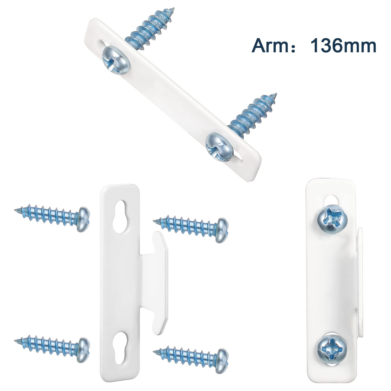 Curtain Rod Brackets - White Hardware Set -3