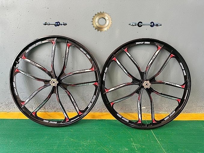 26 Inch 10 Blades Bicycle Rim, Mag Wheel Rim Set 100mm x135mm for Rotary Flywheel 7/8/9s & 22T Flywheel, Bike Rim Road Bike