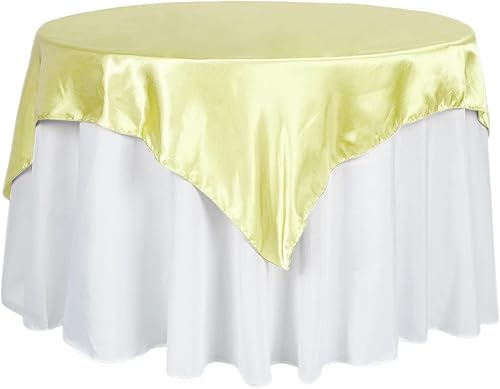Efavormart - Mantel de satén cuadrado sin costuras de 60 x 60 pulgadas, color amarillo Efavormart - Mantel de satén cuadrado sin costuras de 60 x 60 pulgadas, color amarillo