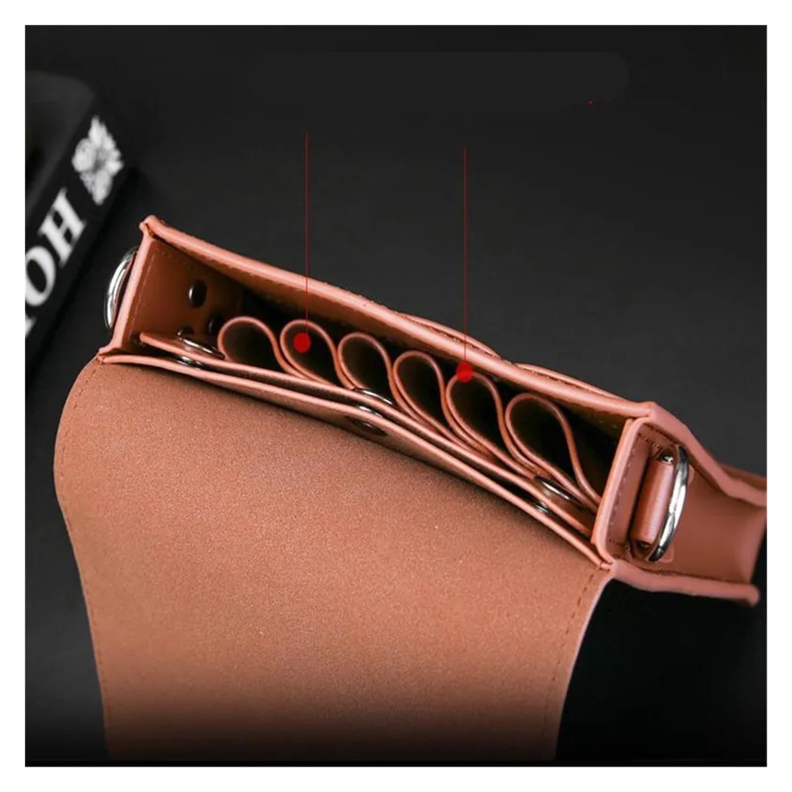 Friseurscheide Hüfttasche Professionelle Leder-Haarscherentasche, Gürteltasche mit Clips, Friseurscheren-Holster, Beutelhalter, Etui mit Hüftgurt(Brown)