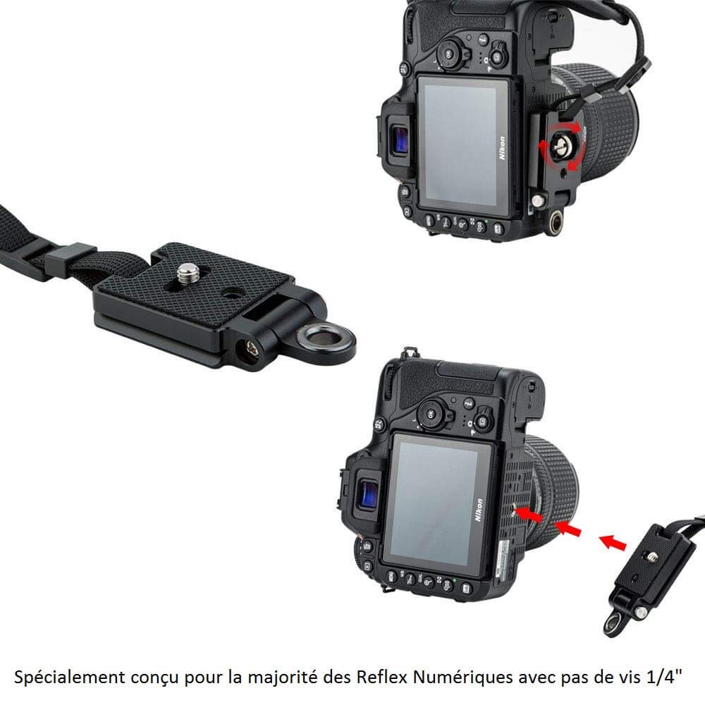 Sangle de main JJC HS-PRO1M pour Reflex Numérique - Noir avec coutures noires