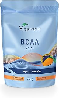 BCAA en Polvo | 450 g – 56 Porciones | Proporción 2:1:1 | Vegano | Sabor Mango
