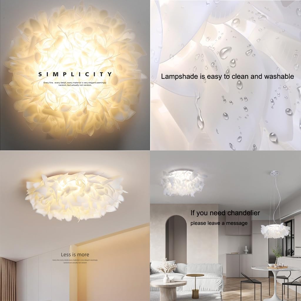 Nowoczesna Kwiatowa Lampa Sufitowa LED 24W/36W Z Pilotem, Biała PVC & Żelazo, 53/78cm Do Salonu, Sypialni, Jadalni, Biura – Design W Stylu Skandynawskim(53CM)