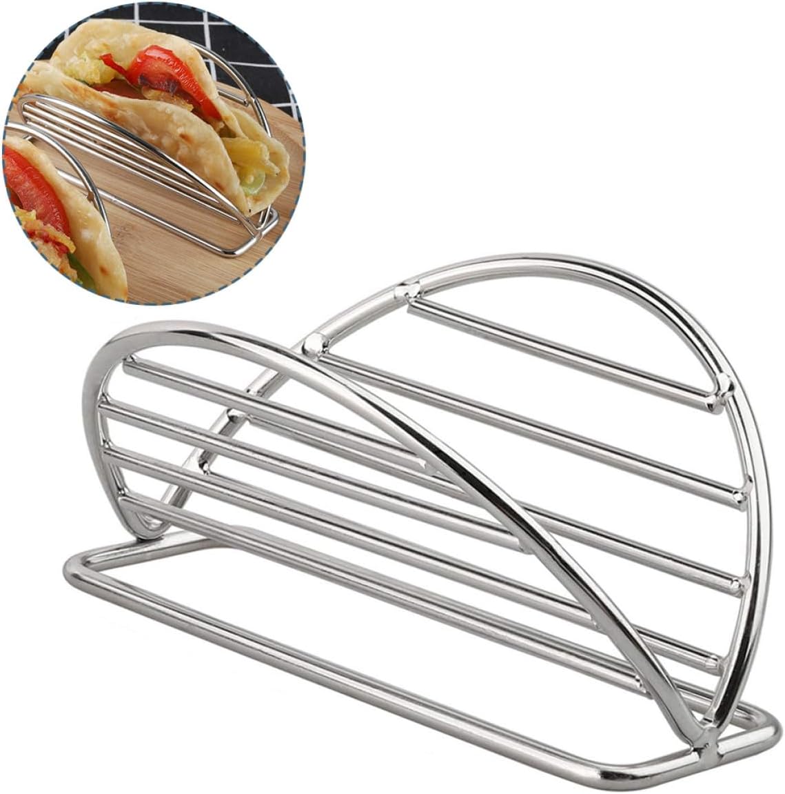 Stainless Steel Taco Holder Rack for Home Camping Use Silver