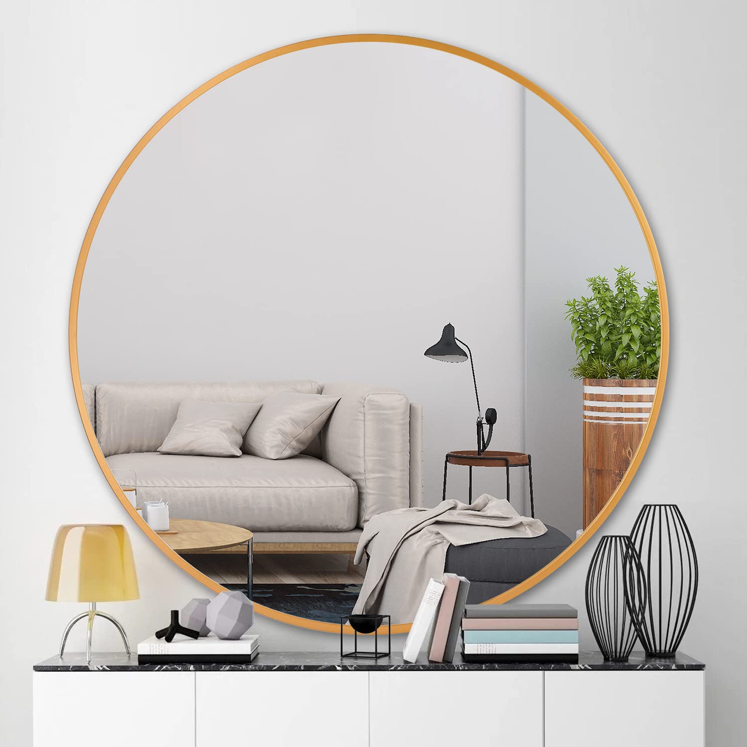 Buy Arcus Home Round Mirror Gold Circle Mirror 26 Inch Bathroom Mirror