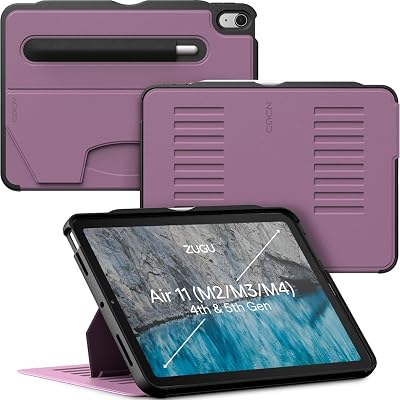 ZUGU CASE for iPad Air 11 M4 2026/M3 2025/M2 2024 iPad Air 4 & 5 10.9 Inch (2020/2022) - Protective, Ultra Thin, Magnetic Stand, Sleep/Wake Cover with Apple Pencil Charging & Storage - Berry Purple