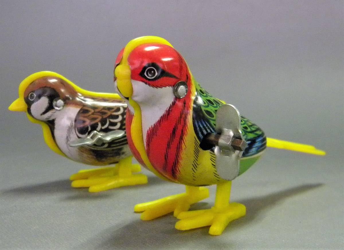 Amazon.co.jp: 当時物 日本製ブリキ 小鳥 セキセイインコ すずめ