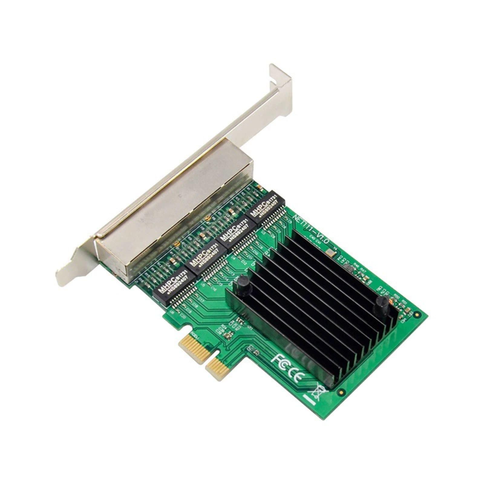 Upgraded 4 Port RJ45 Gigabit Ethernet PCI-e PCIe X1 Network Adapter Card VLAN Server NIC