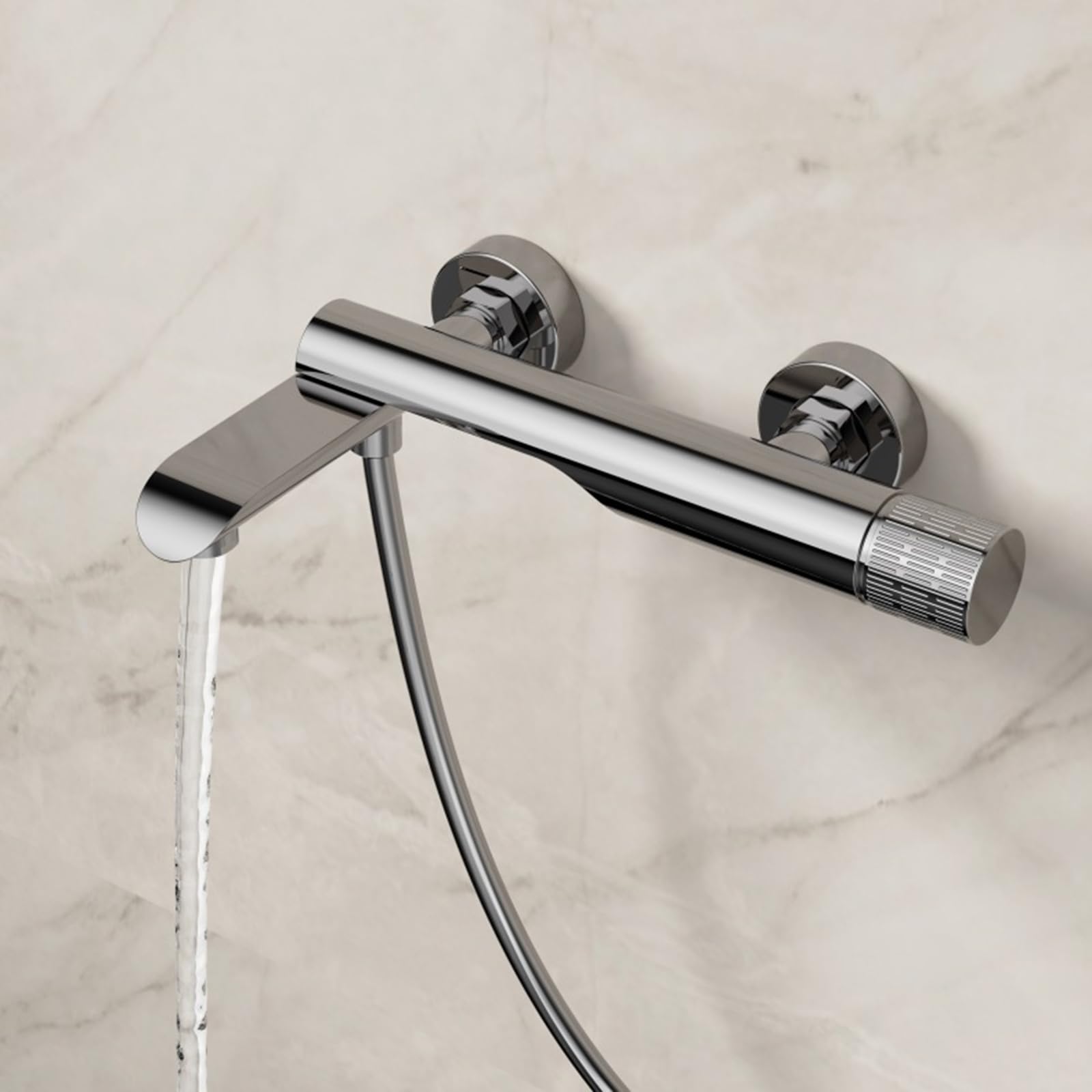 XJTNLB Grifo de Bañera con Barra de Ducha Grifo Ducha Pared Cromado Grifería Monomando de Bañera y Ducha Hecha de Latón