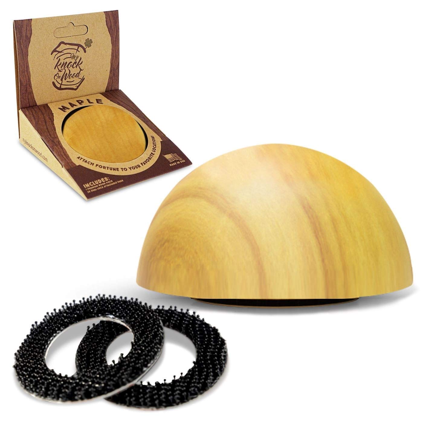 Premium Attachable Maple Wood Charm, The Relaxation or Focus Anxiety Stress Relief Toy for Adults Kids, Office, Desk & Car, 1 Wood Piece, 2X Dual Lock Pads, 12+ Designs