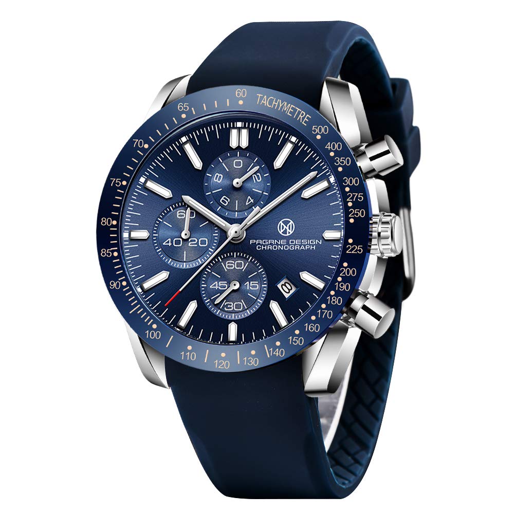 Benyar Design Automatic Mens Quartz Analog Chronograph Watch, Wrist Watch for Men with Silicone Strap (B0B5DDM4XC) Amazon Price History, Amazon Price Tracker