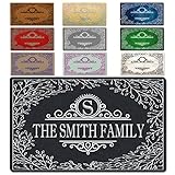 Artsbaba Personalized Your Text Doormat White Leaves Doormats Monogram Non-Slip Doormat Non-Woven Fabric Floor Mat Indoor Entrance Rug Decor Mat 30