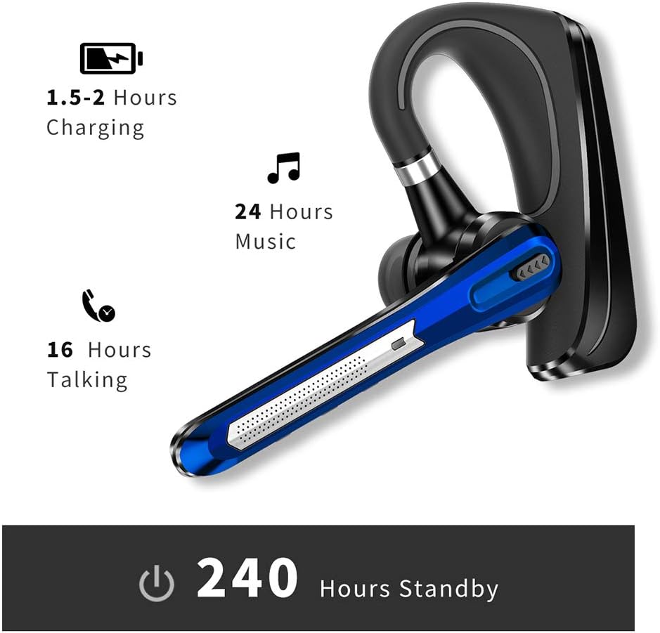 Bluetooth Headset CVC8.0 Dual Mic Noise Cancelling, Wireless Bluetooth Earpiece Super Power V5.0 Hands-Free Earphones for iPhone Android Cell Phones Driver Trucker Business