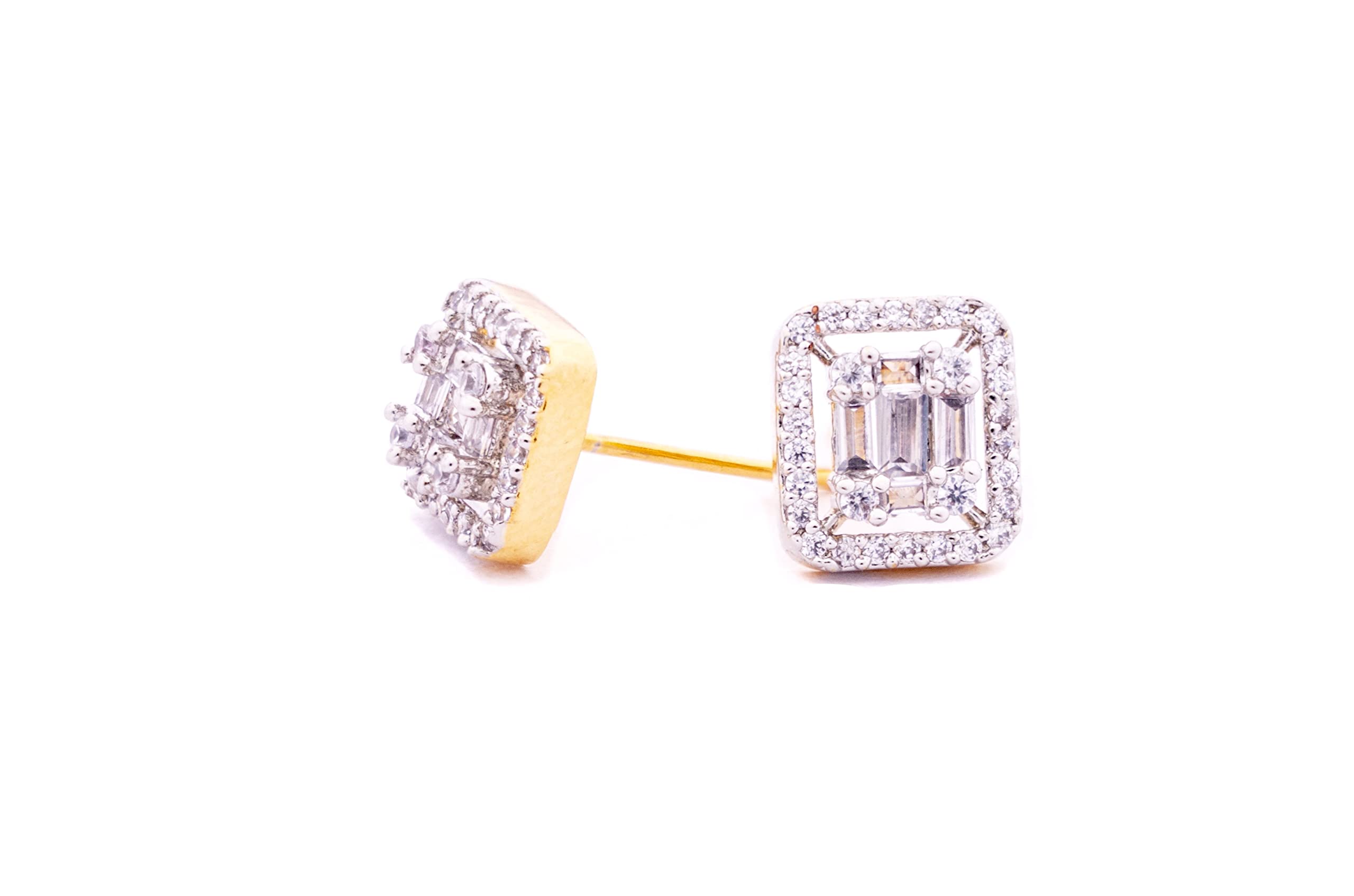 Kyoot Jewels Silver Gold Plated Brass Alloy Studs with Radiant Crystal Cut CZ American Diamond Halo Solitaire Stud Earrings For Women And Girls (Silver) (B09XHV9SZL) Amazon Price History, Amazon Price Tracker