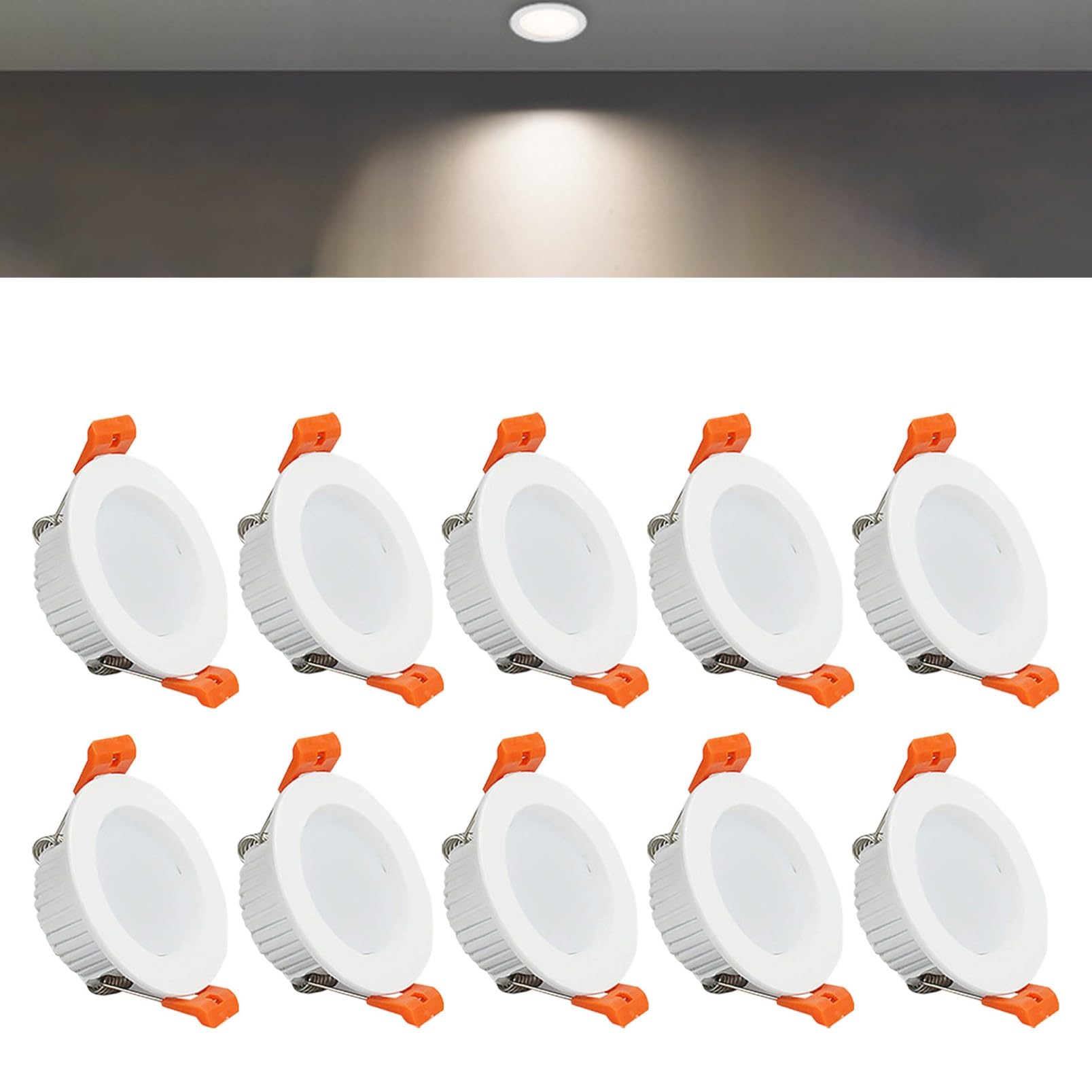 Ttiiloe Neutral Light 3W Round Led Recessed Ceiling Spotlights, 4000K Neutral White Ultra Slim Panel Ceiling Light, Cut Φ50-55Mm, Ac110-240V Downlights For Hallway Stairwell Showroom, 10 Pack