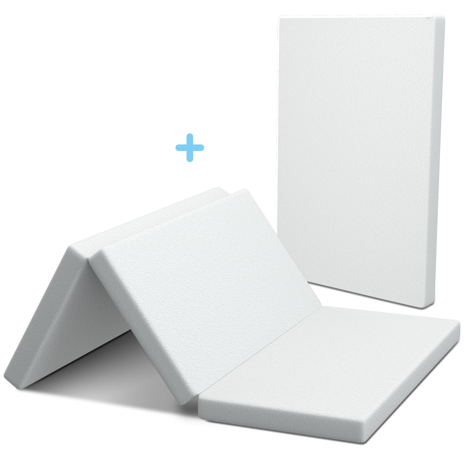 Moonlightfamily Pack n Play Mattress Topper, 38x26 1+1 (Foldable + White) Pack of 2 fits 39.5