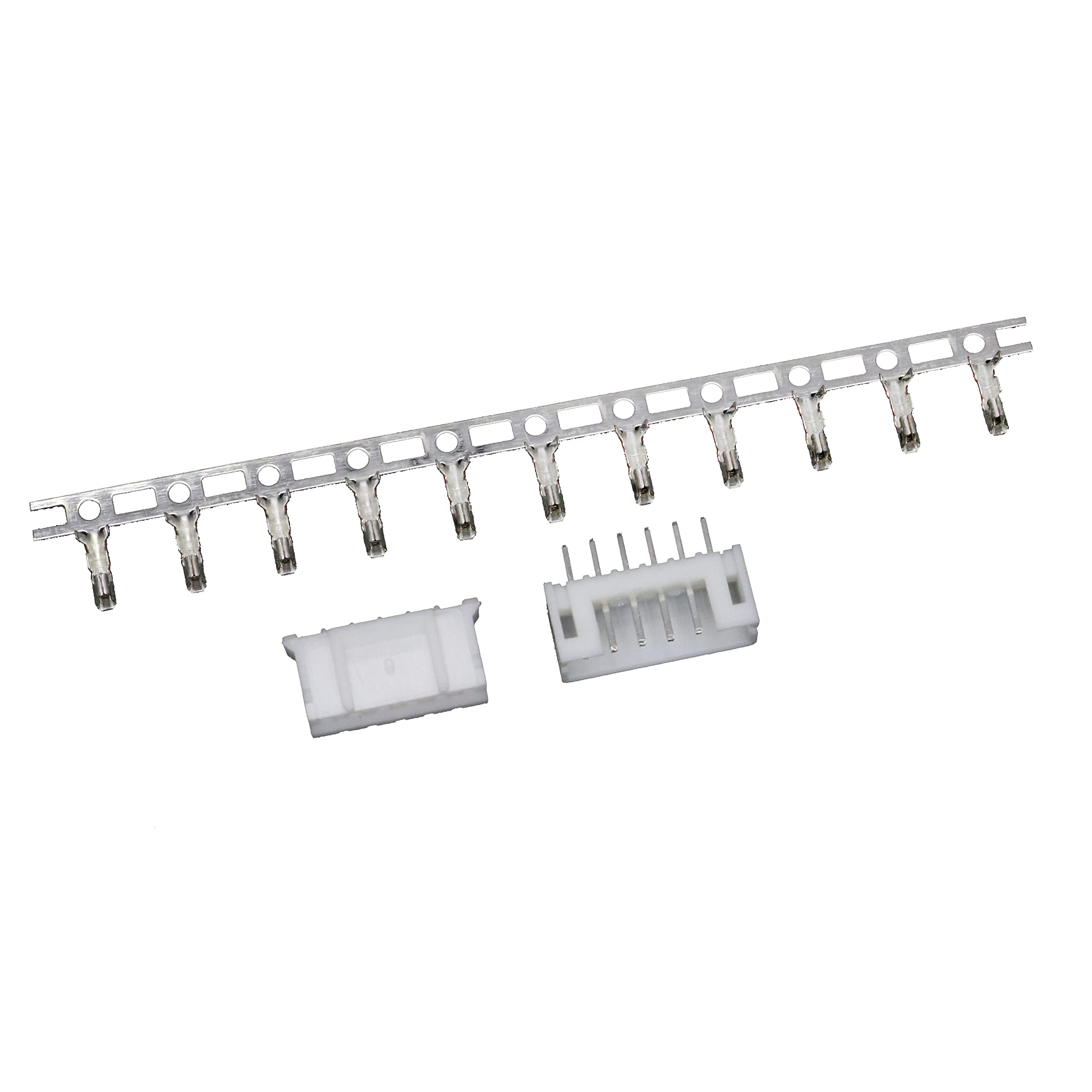 Komodo Electronics PH 2.0 mm 6-pin Board-to-Wire Crimp Connector Plug + PCB Socket + Crimps, Pack of 20 Compatible With JST PH