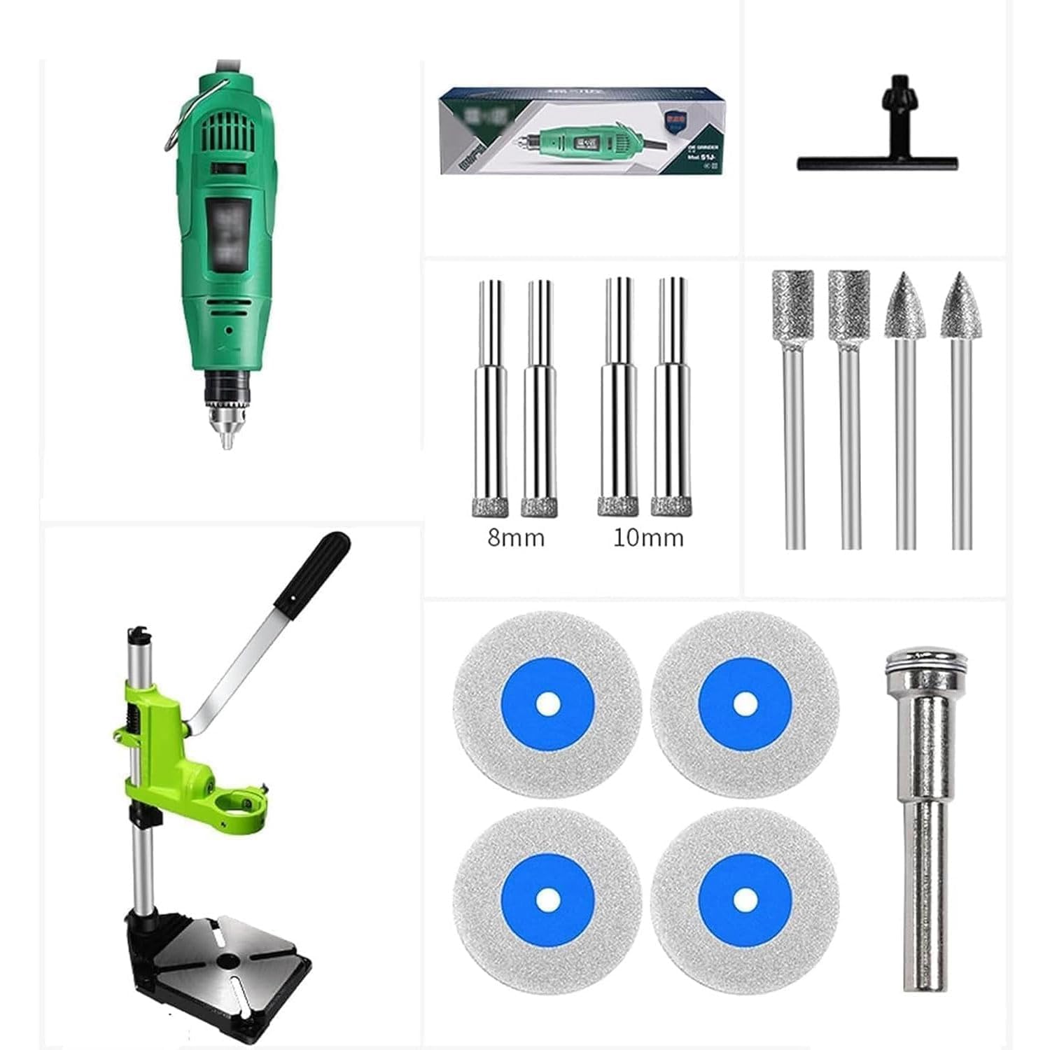 Kit de cortador de botellas de vidrio con herramienta giratoria eléctrica, 150 W, 5000-26700 RPM, incluye sierras perforadoras y brocas de diamante para proyectos de manualidades