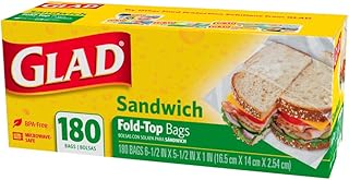 Glad Fold Top Sandwich Bags, Plastic Bags 180-Count